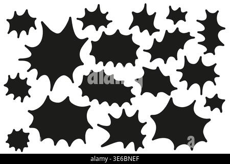 Doodle vector badges collection. Black jagged stickers set. Funky abstract naive frames Stock Vector