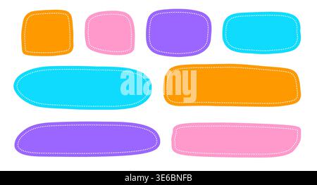Doodle style frame collection. Set of textbox elements. Empty speech bubbles for quote Stock Vector