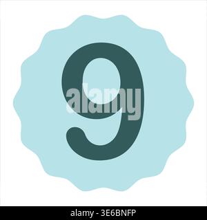 Colorful Number Nine Vector Illustration. Designed for education, counting concepts, math learning, infographics, branding and digital media projects. Stock Vector