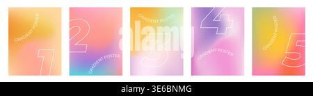 Beautiful liquid color cover set. Collection of trendy liquid gradient posters Stock Vector