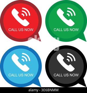 Call us now phone contact icons for customer support and communication services Stock Vector