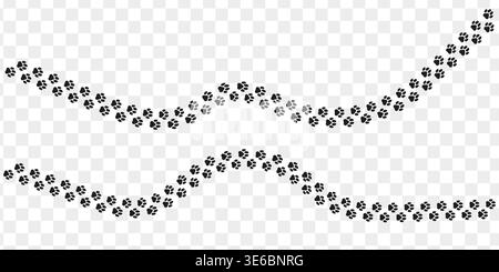 Pet footprint collection. Footpath vector set isolated on transparent background. Cat or dog paw print Stock Vector