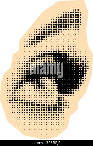 High contrast halftone dot pattern of a single eye with dramatic lashes, defined brow, and visible iris. Ideal for beauty campaigns, makeup ads, or re Stock Vector