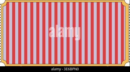 Vibrant vintage striped ticket background with golden ornate borders. Ideal for event tickets, promotional materials, or as a design element in carniv Stock Vector