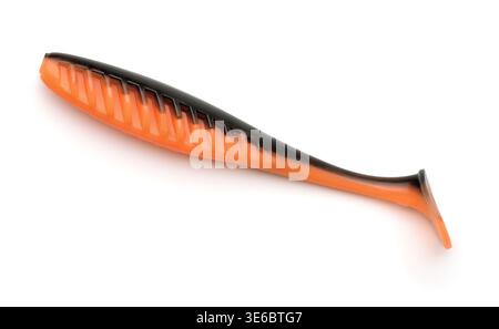 Side view of silicone soft fishing lure isolated on white Stock Photo