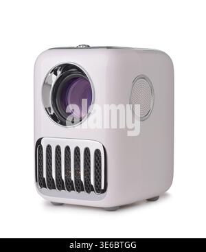 Full HD LED projector isolated on white Stock Photo