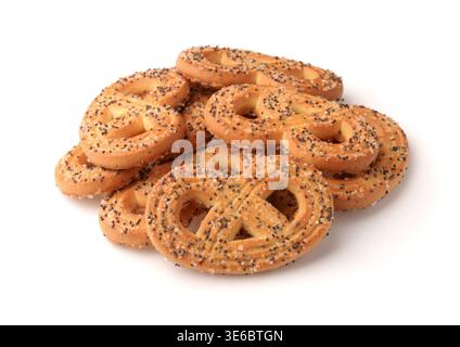 Pile of poppy seed biscuits isolated on white Stock Photo
