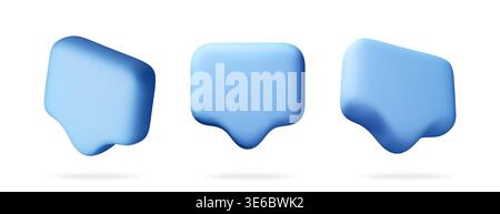 Blue 3d speech bubble icons in different angles. Stock Vector