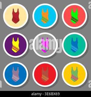 Illustration on theme set symbols for suit swimsuit, logo suit swimsuit consisting of flat design with elements mobile web apps, collection modern inf Stock Vector