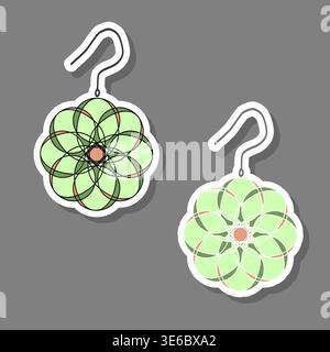 Illustration on theme modern gem emblem with bright precious jewel of different shapes, sparkles jewel consisting of colored abstract gem, magic jewel Stock Vector