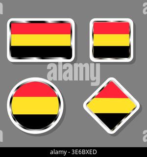 Illustration on theme set beautiful symbols for colorful state flag Belgium, logo state flag Belgium consisting of flat design with colored elements, Stock Vector