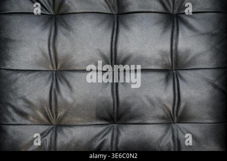 Black Quilted Leather Texture Background with Soft Upholstery Pattern and Detailed Surface. High quality photo Stock Photo