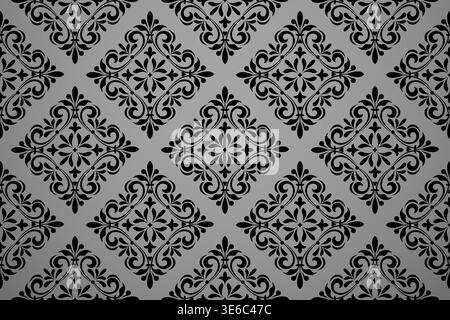 Wallpaper in the style of Baroque. Seamless vector background. Black floral ornament. Graphic pattern for fabric, wallpaper, packaging. Ornate Damask flower ornament Stock Vector