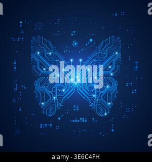shape of butterfly combined with electronic pattern Stock Vector