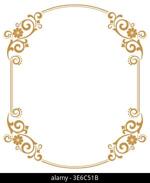 Decorative frame Elegant vector element for design in Eastern style, place for text. Floral golden border. Lace illustration for invitations and greeting cards. Stock Vector