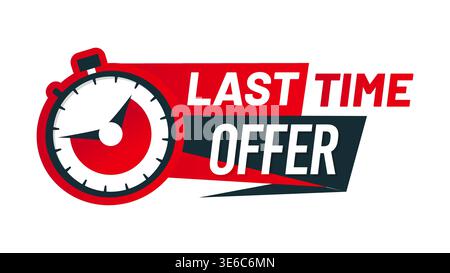Last time offer badge, sale countdown timer icon Stock Vector
