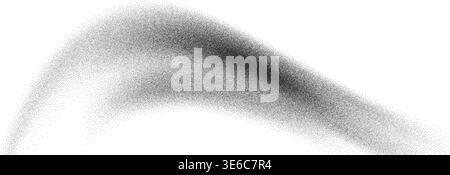 Grain wave background template. Gritty noise curved gradient with dots for presentation blank . Sand long splash. Vector trail with stippling effect b Stock Vector
