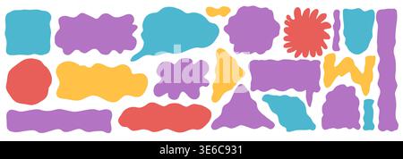 Hand-drawn colorful organic frames with wavy edges. Abstract square, rectangle, oval shapes for quote text, banner and labels. Vector design elements Stock Vector