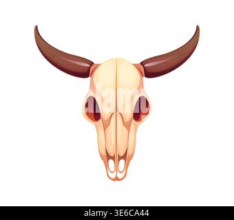 Cartoon Wild West longhorn skull for Western game Stock Vector