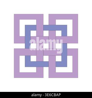 Purple interlaced squares. Violet frame Vector. Lavender weave symbol. Geometric ornament design. Stock Vector