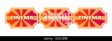 Cartoon movie cinema object, retro tickets bundle Stock Vector