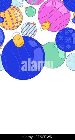 Christmas ornaments vertical top frame illustration Stock Vector