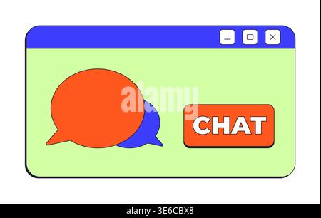 Chat message neo brutalism pop-up UI window Stock Vector