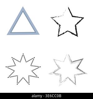 Professional white background. Magnificent sketch Vector. Outstanding star and triangle border illustration. Stock Vector