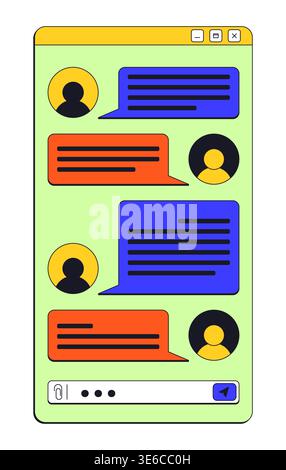 Chat conversation neo brutalism pop-up UI window Stock Vector