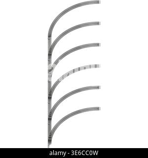 Abstract curve lines. Five layered arcs. Geometric Vector pattern. Repeating linear shape. Stock Vector
