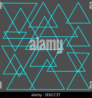 Symmetrical cyan triangles. Overlapping patterns set. Professional triangles Vector. Distinguished backgrounding styles. EPS 10. Stock Vector