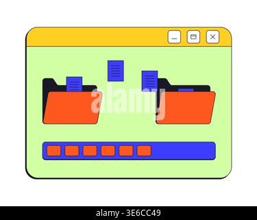 File transfer process neo brutalism pop-up UI window Stock Vector