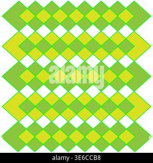 Rhombus tile pattern. Geometric abstract Vector. Interlacing square background. Lime green shapes. Stock Vector