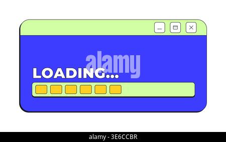 Loading bar process neo brutalism pop-up UI window Stock Vector