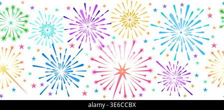 Colorful fireworks seamless pattern Stock Vector
