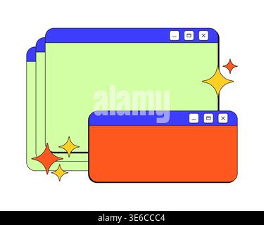 Twinkle shining stacked blank neo brutalism pop-up UI windows Stock Vector