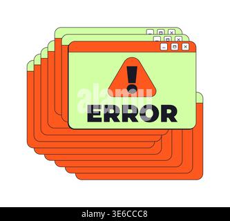 Stacked error neo brutalism pop-up UI windows Stock Vector