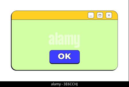 Confirmation ok button neo brutalism pop-up UI window Stock Vector