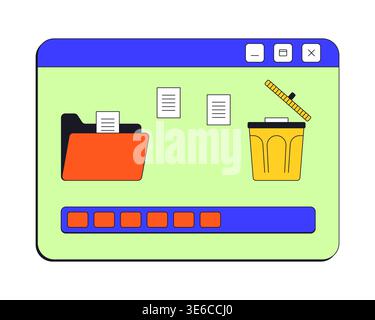 File delete process neo brutalism pop-up UI window Stock Vector