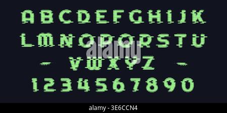 Glitched uppercase letters and numbers Stock Vector