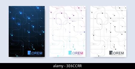 Abstract digital technology cover template design for a report and brochure, flyer, leaflets, poster, header, banner, website, presentation. Vector Stock Vector