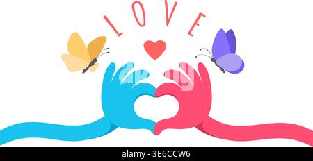 Curved flexible hands show heart Stock Vector