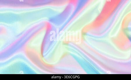 Holographic iridescent pastel silk fabric background creating an abstract gradient Stock Photo