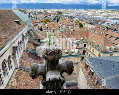 View over the rooftops of Geneva, Switzerland Stock Photo