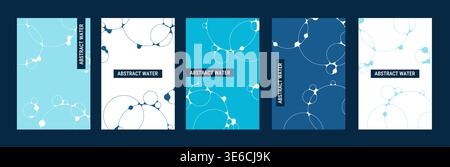 Set of futuristic flyers for water theme. Abstract geometric simplicity background with circle design. Perfect for cover, poster,tech banner, brochure,header, web. Vector illustration Stock Vector