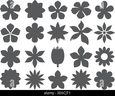 Flower shapes silhouette set Stock Vector