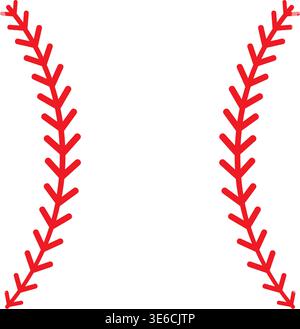 Red baseball laces stitches icon Stock Vector