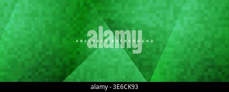 Bright green geometric pixel abstract background. Translucent squares with subtle gradient texture. Pixelated clean modern composition for corporate Stock Vector