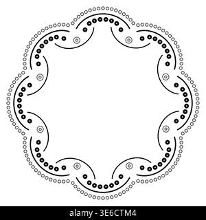 Elegant geometric frame of curved lines. Black ornamental geometric fantasy element. Frame of arcs without text. Round ornament vector illustration. Stock Vector