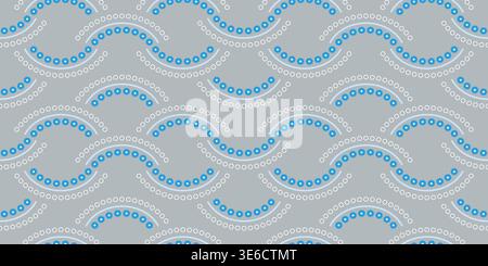 Vintage linear seamless pattern. Weaving in the form of chain mail. Wavy lace scallops ornament of semicircles. Elegant ethnic gray background. Concen Stock Vector